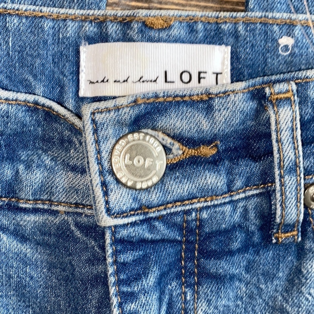 LOFT High Waist Flare Classic Blue Denim Pants - Picture 2 of 4